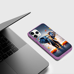 Чехол iPhone 11 Pro матовый Геометрический слон и цветные полигоны, цвет: 3D-фиолетовый — фото 2