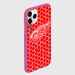 Чехол iPhone 11 Pro матовый Детройт Ред Уингз - красные соты, цвет: 3D-фиолетовый — фото 2