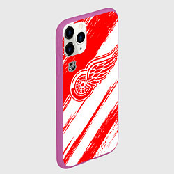 Чехол iPhone 11 Pro матовый Детройт Ред Уингз - брызги красок, цвет: 3D-фиолетовый — фото 2