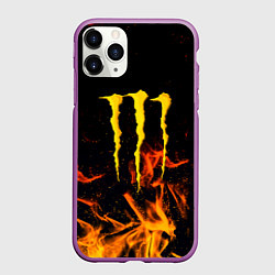 Чехол iPhone 11 Pro матовый Monster energy orange fire, цвет: 3D-фиолетовый