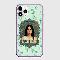 Чехол iPhone 11 Pro матовый Билли Айлиш рамка мандала, цвет: 3D-фиолетовый