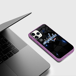 Чехол iPhone 11 Pro матовый Вашингтон Кэпиталз - плиты с подсветкой, цвет: 3D-фиолетовый — фото 2