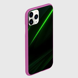 Чехол iPhone 11 Pro матовый Зеленая текстура с неоновыми линиями, цвет: 3D-фиолетовый — фото 2