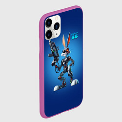 Чехол iPhone 11 Pro матовый Cyborg Bugs Bunny with a gun - ai art fantasy, цвет: 3D-фиолетовый — фото 2