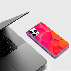 Чехол iPhone 11 Pro матовый Розово-оранжевые плиты, цвет: 3D-фиолетовый — фото 2