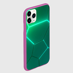 Чехол iPhone 11 Pro матовый Зеленые неоновые плитки, цвет: 3D-фиолетовый — фото 2