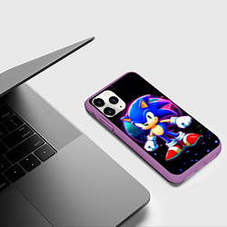 Чехол iPhone 11 Pro матовый Соник в космосе, цвет: 3D-фиолетовый — фото 2