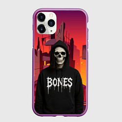 Чехол iPhone 11 Pro матовый Bones скелет, цвет: 3D-фиолетовый
