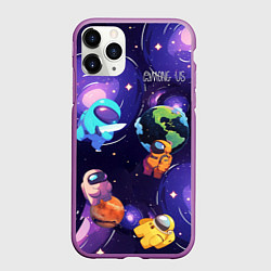 Чехол iPhone 11 Pro матовый Among Us космос, цвет: 3D-фиолетовый