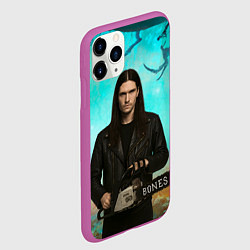 Чехол iPhone 11 Pro матовый Bones держит бензопилу, цвет: 3D-фиолетовый — фото 2