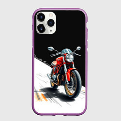 Чехол iPhone 11 Pro матовый Ducati Racer, цвет: 3D-фиолетовый