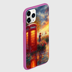 Чехол iPhone 11 Pro матовый Пейзаж с красной телефонной будкой, цвет: 3D-фиолетовый — фото 2