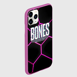 Чехол iPhone 11 Pro матовый Bones белый глитч лого, цвет: 3D-фиолетовый — фото 2