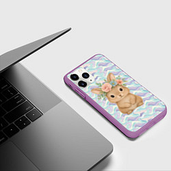 Чехол iPhone 11 Pro матовый Зайчик с венком из цветов на голове, цвет: 3D-фиолетовый — фото 2