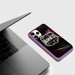 Чехол iPhone 11 Pro матовый Bones logo stickers, цвет: 3D-фиолетовый — фото 2