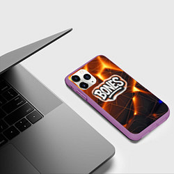 Чехол iPhone 11 Pro матовый Bones лого в уличном стиле, цвет: 3D-фиолетовый — фото 2