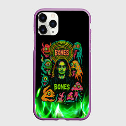 Чехол iPhone 11 Pro матовый Bones психоделика, цвет: 3D-фиолетовый