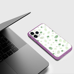 Чехол iPhone 11 Pro матовый Текстура белой гавайской рубашки, цвет: 3D-фиолетовый — фото 2