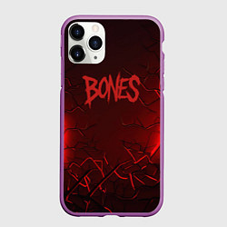 Чехол iPhone 11 Pro матовый Bones логотип красной краской, цвет: 3D-фиолетовый