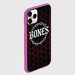 Чехол iPhone 11 Pro матовый Bones лого в цепях, цвет: 3D-фиолетовый — фото 2