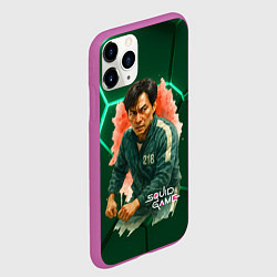 Чехол iPhone 11 Pro матовый Игрок 218 - Игра в кальмара, цвет: 3D-фиолетовый — фото 2