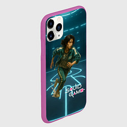 Чехол iPhone 11 Pro матовый Игра в кальмара - игрок 067 бежит, цвет: 3D-фиолетовый — фото 2