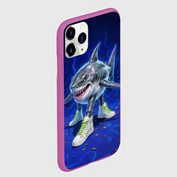 Чехол iPhone 11 Pro матовый Тралалеро тралала - акула киборг, цвет: 3D-фиолетовый — фото 2