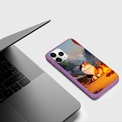 Чехол iPhone 11 Pro матовый Котик в кубическом мире, цвет: 3D-фиолетовый — фото 2