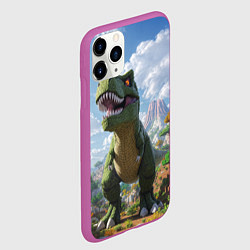 Чехол iPhone 11 Pro матовый Тираннозавр - Minecraft, цвет: 3D-фиолетовый — фото 2