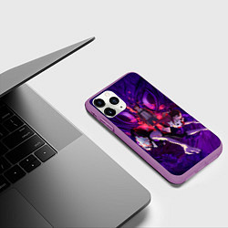 Чехол iPhone 11 Pro матовый Дандадан - Злой глаз, цвет: 3D-фиолетовый — фото 2
