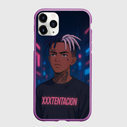 Чехол iPhone 11 Pro матовый XXXTentacion - Неоновый аниме арт, цвет: 3D-фиолетовый