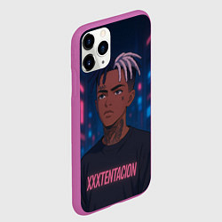 Чехол iPhone 11 Pro матовый XXXTentacion - Неоновый аниме арт, цвет: 3D-фиолетовый — фото 2