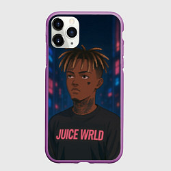 Чехол iPhone 11 Pro матовый Juice WRLD - Неоновый аниме арт, цвет: 3D-фиолетовый