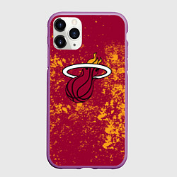 Чехол iPhone 11 Pro матовый Майами Хит - брызги красок, цвет: 3D-фиолетовый