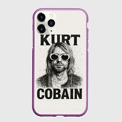 Чехол iPhone 11 Pro матовый Kurt Cobain - grunge-art, цвет: 3D-фиолетовый