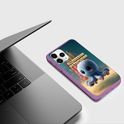 Чехол iPhone 11 Pro матовый Blueberini Octopusini мем, цвет: 3D-фиолетовый — фото 2