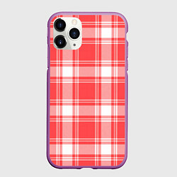 Чехол iPhone 11 Pro матовый Checked red white, цвет: 3D-фиолетовый