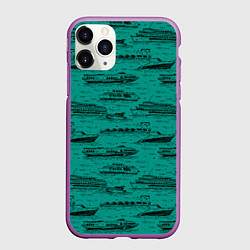 Чехол iPhone 11 Pro матовый Корабли плывут по Неве, цвет: 3D-фиолетовый