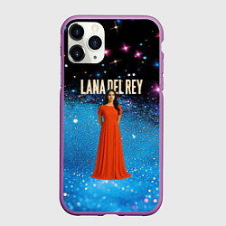 Чехол iPhone 11 Pro матовый Lana Del Rey в оранжевом длинном платье, цвет: 3D-фиолетовый
