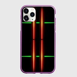 Чехол iPhone 11 Pro матовый Neon green black red line, цвет: 3D-фиолетовый