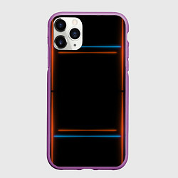 Чехол iPhone 11 Pro матовый Neon black red blue, цвет: 3D-фиолетовый
