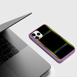 Чехол iPhone 11 Pro матовый Neon yellow blue, цвет: 3D-фиолетовый — фото 2