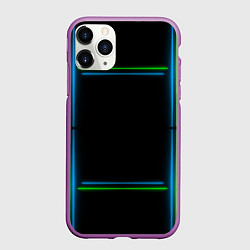 Чехол iPhone 11 Pro матовый Neon green light blue, цвет: 3D-фиолетовый