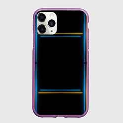 Чехол iPhone 11 Pro матовый Neon yellow light blue, цвет: 3D-фиолетовый
