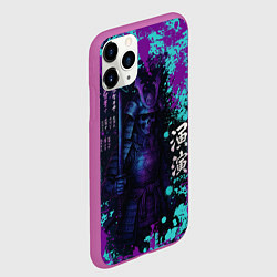 Чехол iPhone 11 Pro матовый Неоновый призрак самурая, цвет: 3D-фиолетовый — фото 2