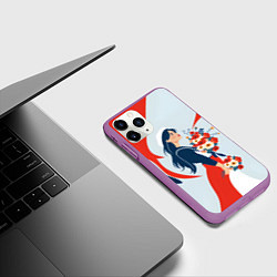 Чехол iPhone 11 Pro матовый Морячка встречает своего, цвет: 3D-фиолетовый — фото 2