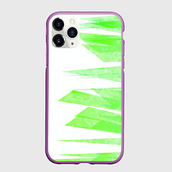 Чехол iPhone 11 Pro матовый Color white light green stripes, цвет: 3D-фиолетовый