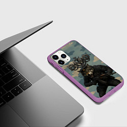 Чехол iPhone 11 Pro матовый ВМФ пехотинец волк, цвет: 3D-фиолетовый — фото 2