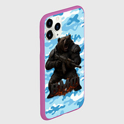 Чехол iPhone 11 Pro матовый ВМФ злой медведь с автоматом, цвет: 3D-фиолетовый — фото 2