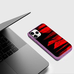 Чехол iPhone 11 Pro матовый Color red black strip, цвет: 3D-фиолетовый — фото 2